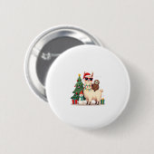 Kerstman Kerstmis Grappige Lama Luiaard Kerstmis ( Ronde Button 5,7 Cm (Voorkant /achterkant)