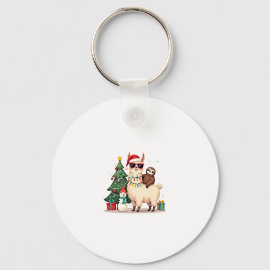 Kerstman Kerstmis Grappige Lama Luiaard Kerstmis ( Sleutelhanger (Voorkant)