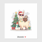Kerstman Kerstmis Grappige Lama Luiaard Kerstmis ( Sticker (Vel)