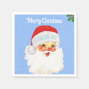 Kerstman Kerstmis HO HO HO op Lichtblauw Servet
