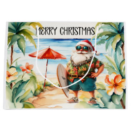 Kerstman Kerstmis in juli aan het strand surfer Groot Cadeauzakje