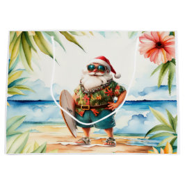 Kerstman Kerstmis in juli aan het strand surfer Groot Cadeauzakje