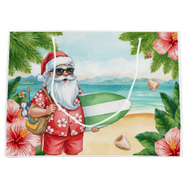 Kerstman Kerstmis in juli aan het strand surfer Groot Cadeauzakje