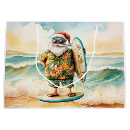 Kerstman Kerstmis in juli aan het strand surfer Groot Cadeauzakje