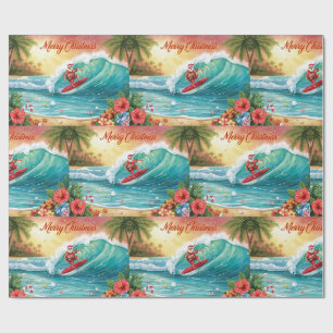 Kerstman Kerstmis in juli bij de strand surfer Cadeaupapier