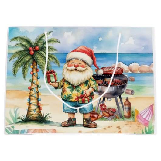 Kerstman Kerstmis in juli op het strand Groot Cadeauzakje (Voorkant)