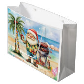 Kerstman Kerstmis in juli op het strand Groot Cadeauzakje (Voorkant Gekanteld)