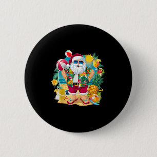 Kerstman Kerstmis In Juli Op Strand Hawaiaanse Zom Ronde Button 5,7 Cm