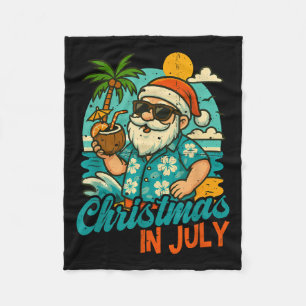 Kerstman Kerstmis In Juli Palmboom Kerstmis Zomer Fleece Deken