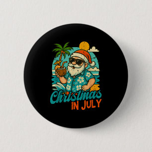 Kerstman Kerstmis in juli Palmboom Kerstmis Zomer Ronde Button 5,7 Cm