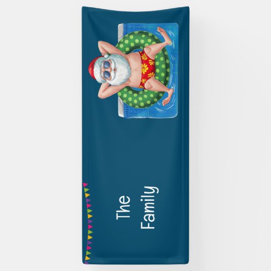 Kerstman Kerstmis in juli Pool Party Banner (Verticaal)