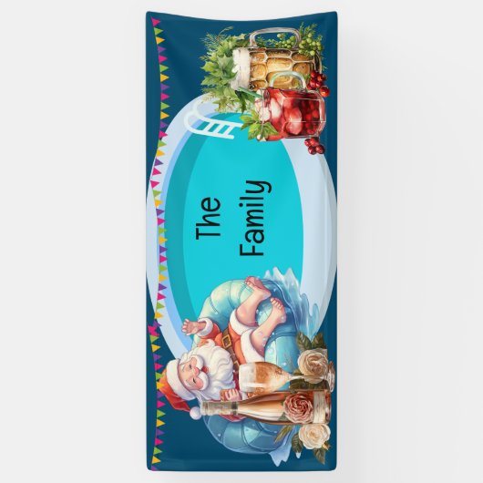 Kerstman Kerstmis in juli Pool Party Banner (Verticaal)