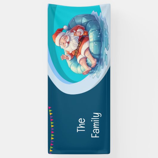 Kerstman Kerstmis in juli Pool Party Banner (Verticaal)