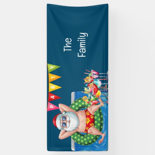 Kerstman Kerstmis in juli Pool Party Banner (Verticaal)