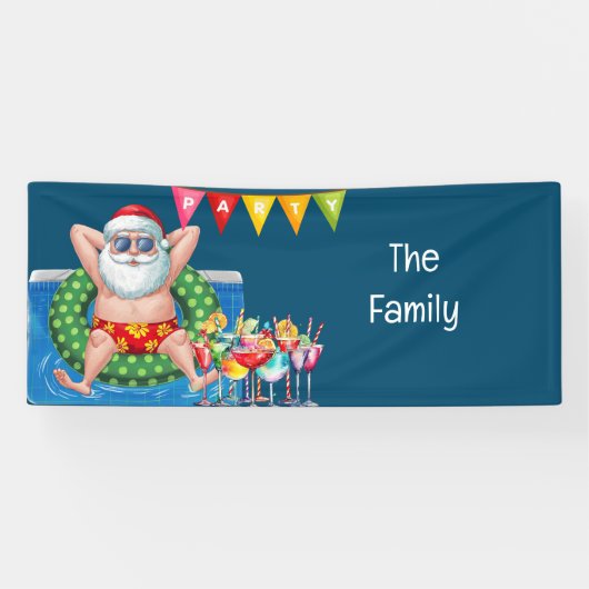 Kerstman Kerstmis in juli Pool Party Banner (Horizontaal)