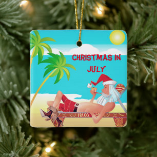 Kerstman Kerstmis in juli zomer strandfeest Keramisch Ornament