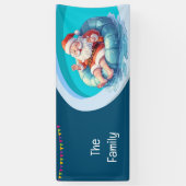 Kerstman Kerstmis in juli zwembadfeest banner (Verticaal)