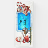 Kerstman Kerstmis in juli zwembadfeest  Spandoek (Verticaal)