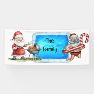 Kerstman Kerstmis in juli zwembadfeest Spandoek