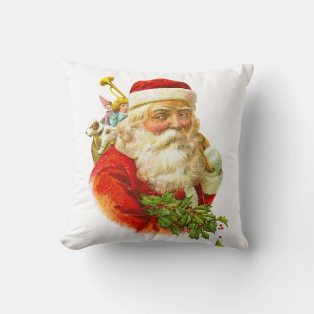 Kerstman Kerstmis in vintage stijl  Kussen (Voorkant)