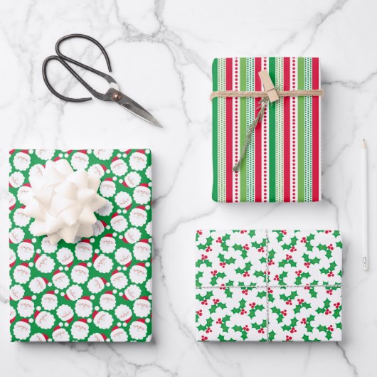 Kerstman Kerstmis Inpakpapier Vel (Voorkant)