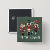 Kerstman Kerstmis is het seizoen Groeps Kerstmis  Vierkante Button 5,1 Cm (Voorkant /achterkant)