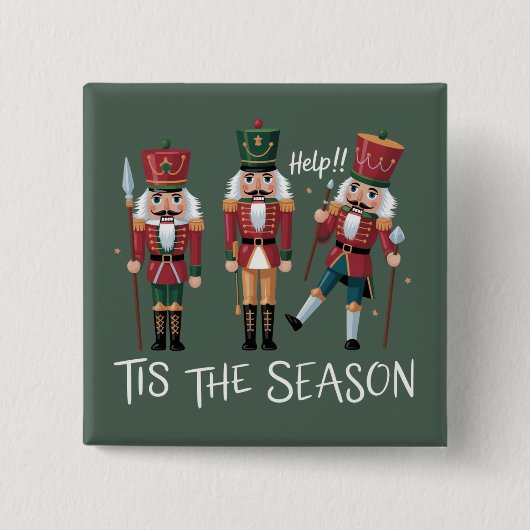 Kerstman Kerstmis is het seizoen Groeps Kerstmis  Vierkante Button 5,1 Cm (Voorkant)