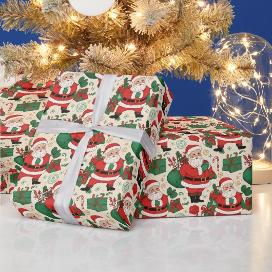 Kerstman Kerstmis jaren 50 Cadeaupapier (Feestdagen)
