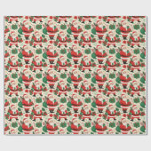 Kerstman Kerstmis jaren 50 Cadeaupapier (Vlak)