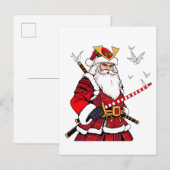 Kerstman Kerstmis Kerstman Japanse Kunst Samurai  Aankondigingskaart (Voorkant / Achterkant)