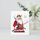 Kerstman Kerstmis Kerstman Japanse Kunst Samurai  Aankondigingskaart (Staand voorkant)