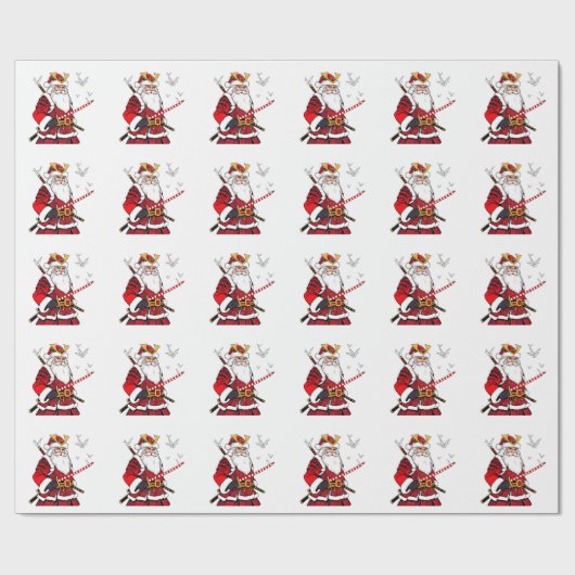 Kerstman Kerstmis Kerstman Japanse Kunst Samurai Cadeaupapier (Vlak)