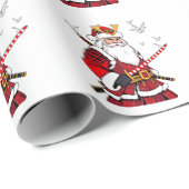 Kerstman Kerstmis Kerstman Japanse Kunst Samurai Cadeaupapier (Rol Hoek)
