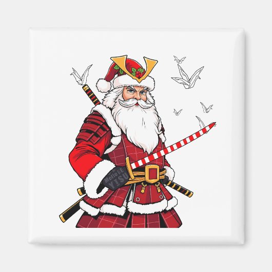Kerstman Kerstmis Kerstman Japanse Kunst Samurai Magneet (Voorkant)