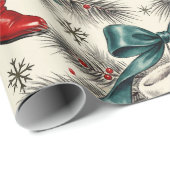 Kerstman Kerstmis Laarzen & Strikken Cadeaupapier (Rol Hoek)