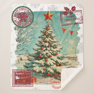 Kerstman Kerstmis Luchtpost Vintage Kerstboom Sherpa Deken