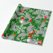 Kerstman Kerstmis Manatee Green Cadeaupapier (Uitgerold)