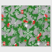 Kerstman Kerstmis Manatee Green Cadeaupapier (Vlak)