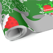 Kerstman Kerstmis Manatee Green Cadeaupapier (Rol Hoek)