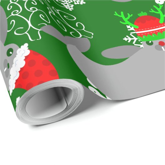 Kerstman Kerstmis Manatee Green Cadeaupapier (Rol Hoek)