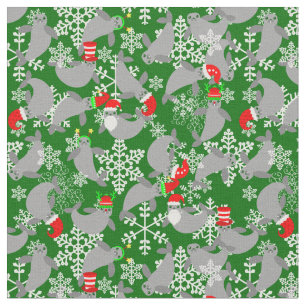 Kerstman Kerstmis Manatee Green Stof