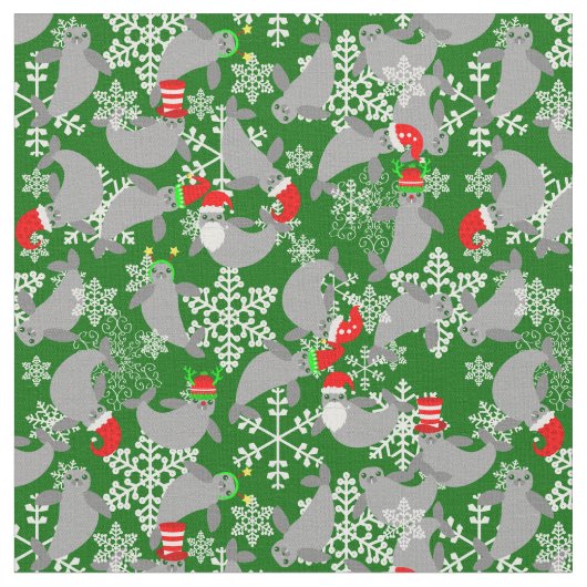 Kerstman Kerstmis Manatee Green Stof (Close Up)