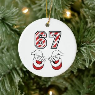 Kerstman Kerstmis Meme Zes Zeven 67 6 7 Vakantie Keramisch Ornament