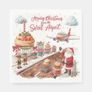 Kerstman Kerstmis met Bakkerij Winkel op luchthave Servet