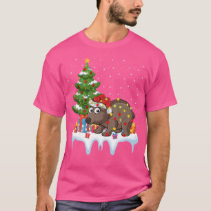 Kerstman kerstmis met kerstboomverlichting t-shirt