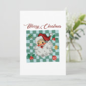 Kerstman Kerstmis Ontwerp Vintage Kaart (Staand voorkant)