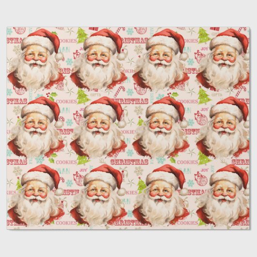 Kerstman Kerstmis op grote schaal Cadeaupapier (Vlak)