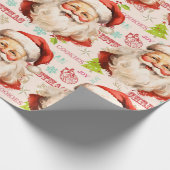 Kerstman Kerstmis op grote schaal Cadeaupapier (Hoek)