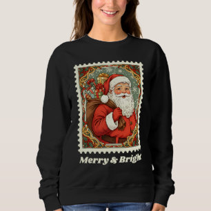 Kerstman Kerstmis Postzegel Merry & Bright Trui