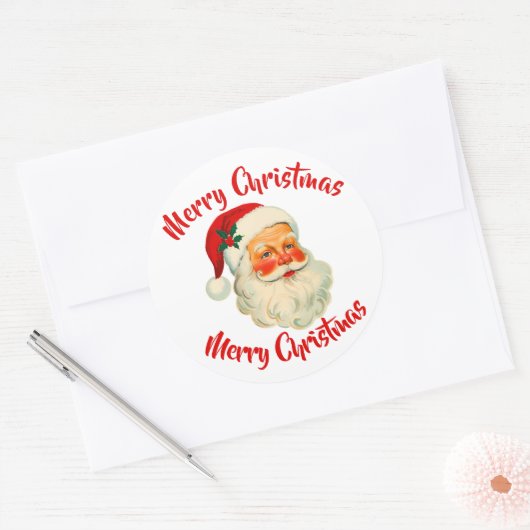 Kerstman Kerstmis  Ronde Sticker (Envelop)